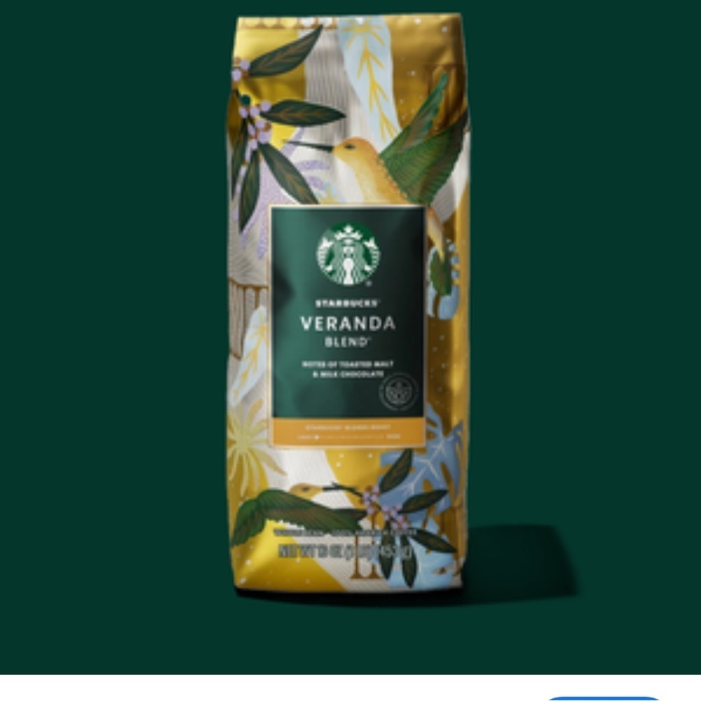 Starbucks Veranda Blend Coffee Bag with Green and Gold